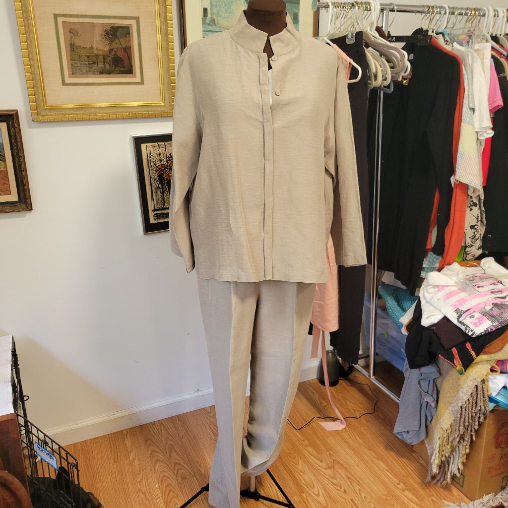 Eileen Fisher Vintage 90's Two Piece Silk Pantsuit Size Large